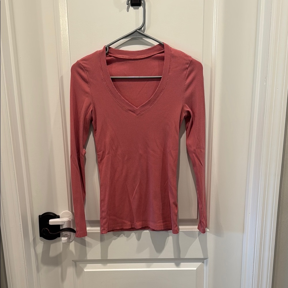 Fitted Pink Long Sleeve Blouse